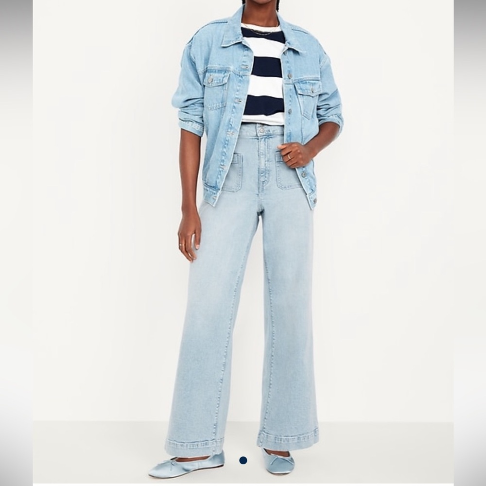 Old Navy Extra High Rise Sky High Wide Leg Jeans - 2 Petite - Light Wash